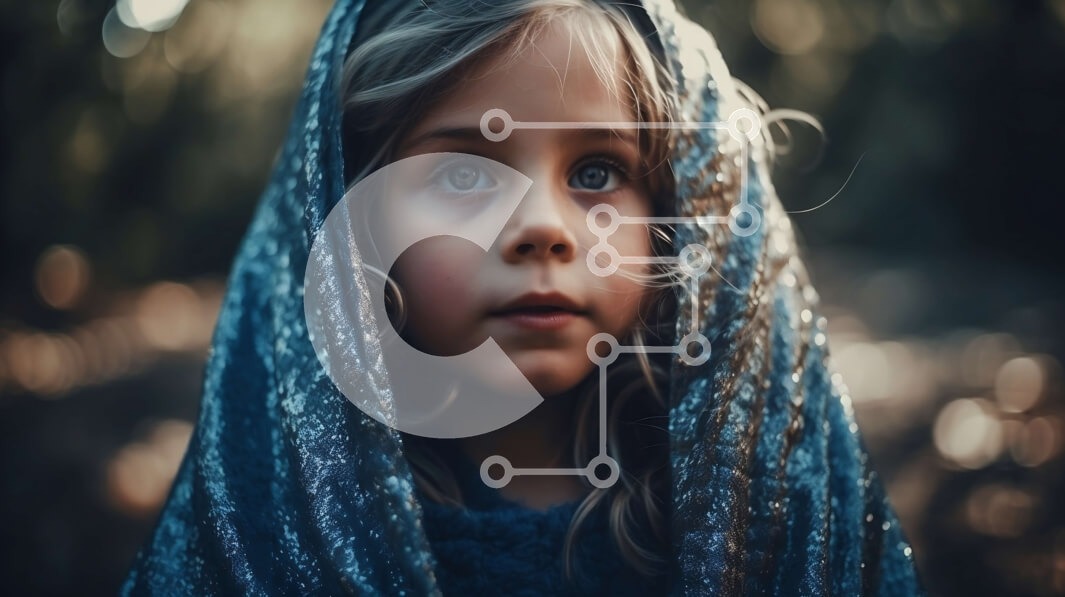 Intra Συλλεκτικό Ξύλινο Παζλ Plywood  4mm - Όμορφη εικόνα ενός νεαρού κοριτσιού με μπλε μανδύα με κουκούλα Σε Ξύλινο Κουτί - Διαστάσεις Puzzle: 10x10 cm – 25 κομμάτια