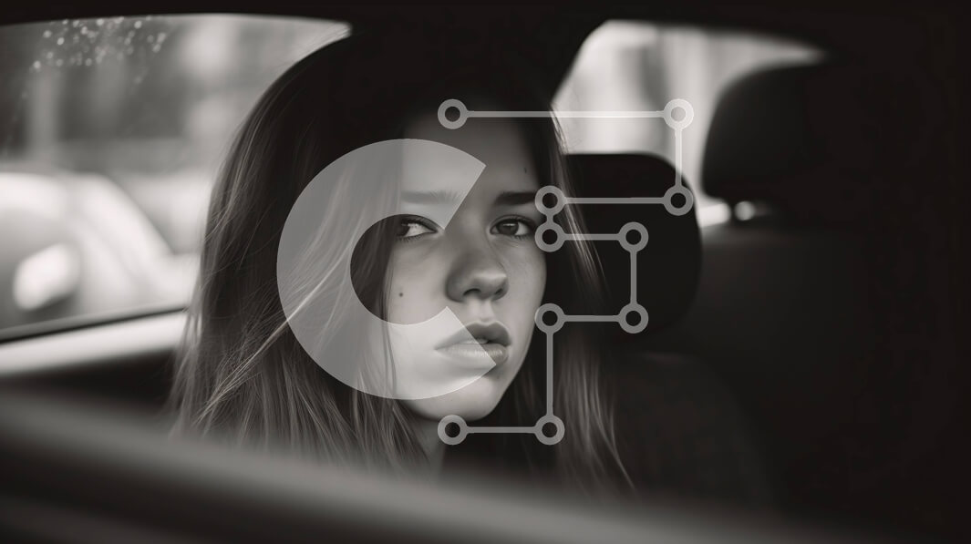 Intra Συλλεκτικό Ξύλινο Παζλ Plywood  4mm - Όμορφο πορτρέτο νεαρής γυναίκας στο αυτοκίνητο Σε Ξύλινο Κουτί - Διαστάσεις Puzzle: 10x10 cm – 25 κομμάτια