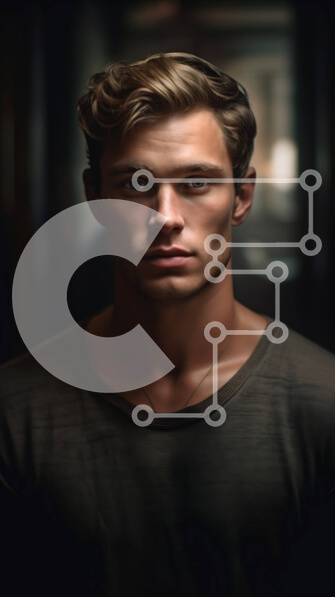 Intra Συλλεκτικό Ξύλινο Παζλ Plywood  4mm - Πορτρέτο ενός σοβαρού νεαρού άνδρα με ξανθά μαλλιά και μπλε μάτια Σε Ξύλινο Κουτί - Διαστάσεις Puzzle: 10x10 cm – 25 κομμάτια