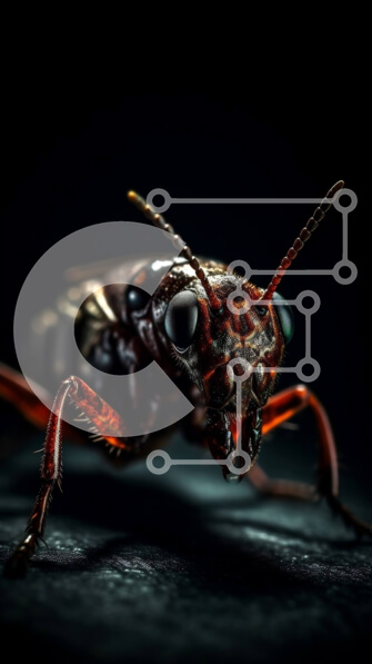 Σετ των 2 Intra Συλλεκτικό Ξύλινο Παζλ Plywood  4mm - Συναρπαστική εικόνα του κεφαλιού μιας κατσαρίδας από κοντά Σε Ξύλινο Κουτί - Διαστάσεις: 10x10 cm – 25 κομμάτια