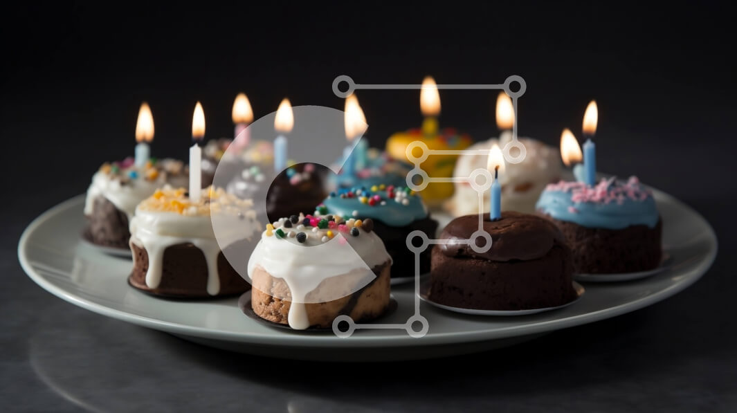 Σετ των 2 Intra Συλλεκτικό Ξύλινο Παζλ Plywood  4mm - Cupcakes με αναμμένα κεριά Τέλεια για γιορτές Σε Ξύλινο Κουτί - Διαστάσεις: 10x10 cm – 25 κομμάτια