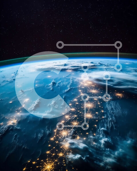 Intra Συλλεκτικό Ξύλινο Παζλ Plywood  4mm - Εκπληκτική εικόνα της Γης τη νύχτα από το διάστημα με ορατές πόλεις και τη Σελήνη Σε Ξύλινο Κουτί - Διαστάσεις Puzzle: 10x10 cm – 25 κομμάτια