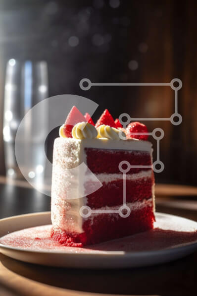 Σετ των 2 Intra Συλλεκτικό Ξύλινο Παζλ Plywood  4mm - Λαχταριστό κόκκινο βελούδινο κέικ με λευκό παγωμένο και ποτήρι νερό Σε Ξύλινο Κουτί - Διαστάσεις: 10x10 cm – 25 κομμάτια