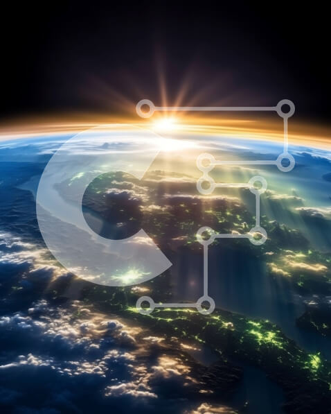 Intra Συλλεκτικό Ξύλινο Παζλ Plywood  4mm - Όμορφη εικόνα της γης από το διάστημα στην ανατολή του ηλίου Σε Ξύλινο Κουτί - Διαστάσεις Puzzle: 10x10 cm – 25 κομμάτια