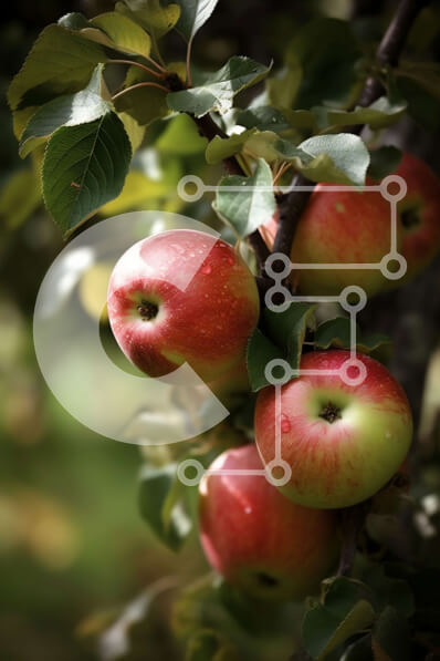 Σετ των 2 Intra Συλλεκτικό Ξύλινο Παζλ Plywood  4mm - Όμορφη εικόνα των κόκκινων μήλων που κρέμονται σε ένα κλαδί δέντρου Σε Ξύλινο Κουτί - Διαστάσεις: 10x10 cm – 25 κομμάτια