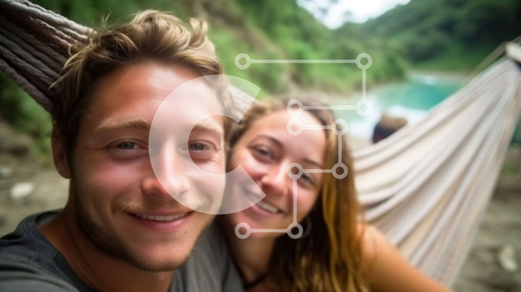 Intra Συλλεκτικό Ξύλινο Παζλ Plywood  4mm - Ευτυχισμένο ζευγάρι που απολαμβάνει έναν χαλαρωτικό χρόνο σε μια αιώρα Σε Ξύλινο Κουτί - Διαστάσεις Puzzle: 10x10 cm – 25 κομμάτια