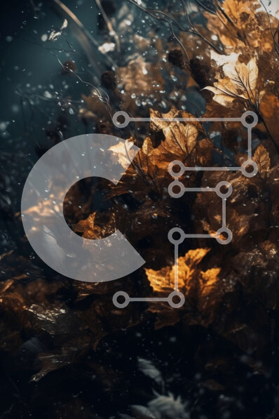 Σετ των 2 Intra Συλλεκτικό Ξύλινο Παζλ Plywood  4mm - Κοντινή εικόνα του φύλλου με σταγονίδια νερού σε σκούρο φόντο Σε Ξύλινο Κουτί - Διαστάσεις: 10x10 cm – 25 κομμάτια