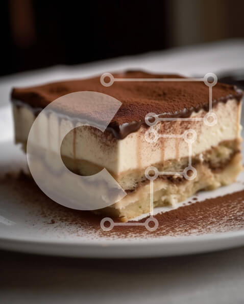 Σετ των 2 Intra Συλλεκτικό Ξύλινο Παζλ Plywood  4mm - Νόστιμη φέτα τιραμισού σε λευκό πιάτο με πιρούνι Σε Ξύλινο Κουτί - Διαστάσεις: 10x10 cm – 25 κομμάτια