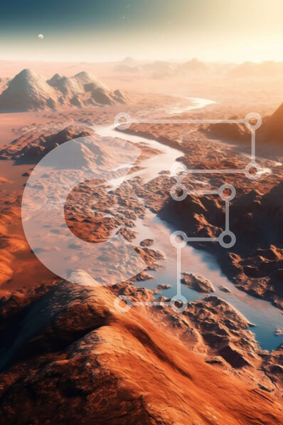 Σετ των 2 Intra Συλλεκτικό Ξύλινο Παζλ Plywood  4mm - Απόκοσμη εικόνα ενός κόκκινου πλανήτη με άγονο τοπίο και οροσειρές Σε Ξύλινο Κουτί - Διαστάσεις: 10x10 cm – 25 κομμάτια