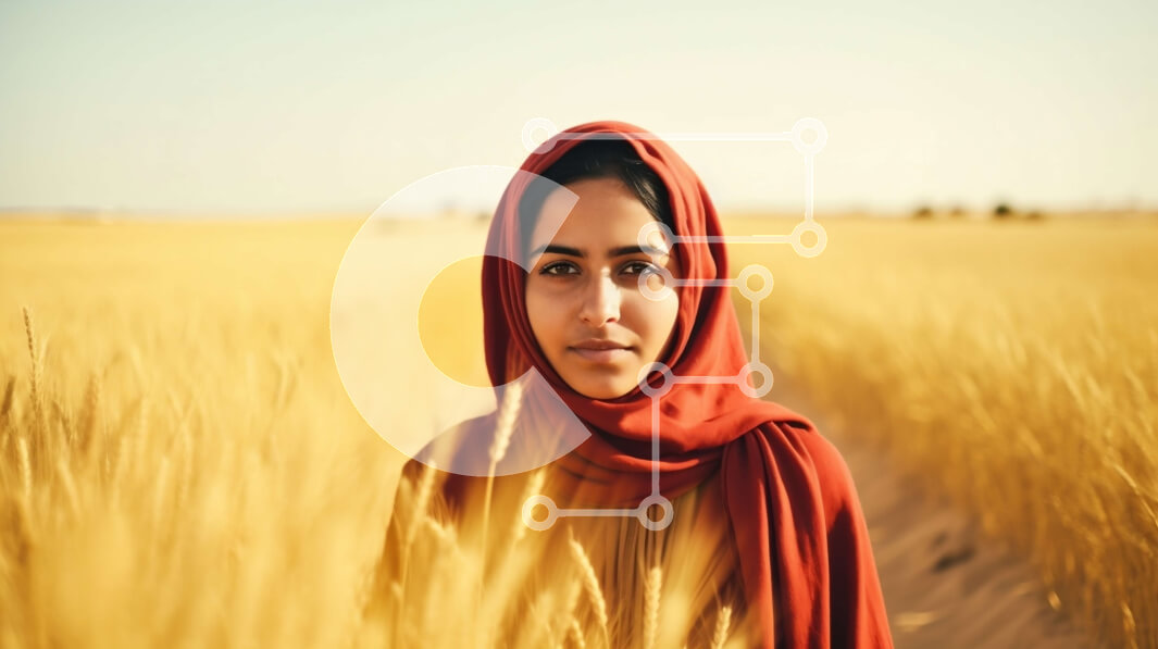 Intra Συλλεκτικό Ξύλινο Παζλ Plywood  4mm - Σοβαρή νεαρή γυναίκα που στέκεται σε ένα χρυσό χωράφι σίτου Σε Ξύλινο Κουτί - Διαστάσεις: 10x10 cm – 25 κομμάτια