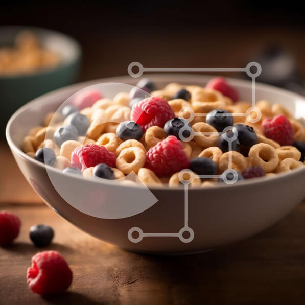 Σετ των 2 Intra Συλλεκτικό Ξύλινο Παζλ Plywood  4mm - Υγιεινό πρωινό: Δημητριακά με βατόμουρα και σμέουρα Σε Ξύλινο Κουτί - Διαστάσεις: 10x10 cm – 25 κομμάτια