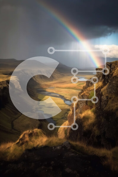 Σετ των 2 Intra Συλλεκτικό Ξύλινο Παζλ Plywood  4mm - Όμορφη εικόνα ενός ουράνιου τόξου πάνω από μια πράσινη κοιλάδα με ένα ποτάμι Σε Ξύλινο Κουτί - Διαστάσεις: 10x10 cm – 25 κομμάτια