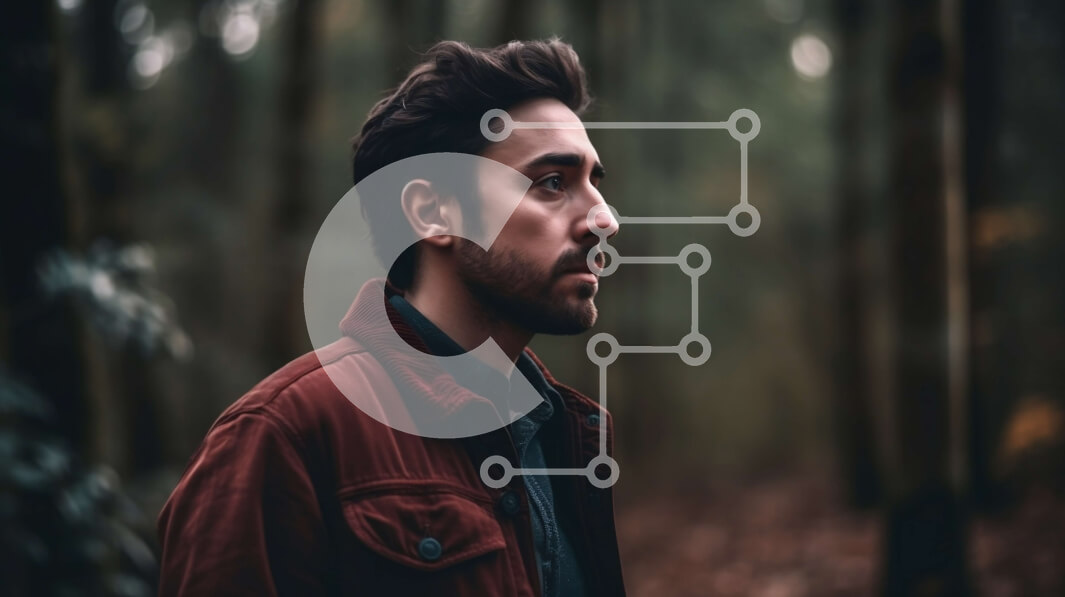 Intra Συλλεκτικό Ξύλινο Παζλ Plywood  4mm - Εκπληκτική εικόνα ενός άνδρα με κόκκινο σακάκι που περιβάλλεται από δέντρα Σε Ξύλινο Κουτί - Διαστάσεις: 10x10 cm – 25 κομμάτια