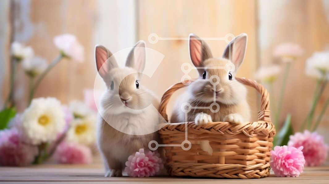 Intra Συλλεκτικό Ξύλινο Παζλ Plywood  4mm - Αξιολάτρευτα πασχαλινά κουνελάκια σε ανοιξιάτικο καλάθι Σε Ξύλινο Κουτί - Διαστάσεις Puzzle: 10x10 cm – 25 κομμάτια