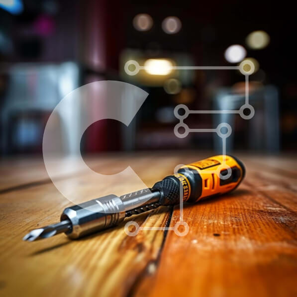 Intra Συλλεκτικό Ξύλινο Παζλ Plywood  4mm - Κατσαβίδι Dewalt σε παλιό ξύλινο τραπέζι Σε Ξύλινο Κουτί - Διαστάσεις: 10x10 cm – 25 κομμάτια