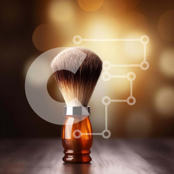 Σετ των 2 Intra Συλλεκτικό Ξύλινο Παζλ Plywood  4mm - Vintage βούρτσα ξυρίσματος σε παλιό ξύλινο τραπέζι με φώτα Bokeh Σε Ξύλινο Κουτί - Διαστάσεις: 10x10 cm – 25 κομμάτια