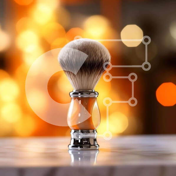 Σετ των 2 Intra Συλλεκτικό Ξύλινο Παζλ Plywood  4mm - Πορτοκαλί πινέλο ξυρίσματος στο τραπέζι με πολύχρωμα φώτα Σε Ξύλινο Κουτί - Διαστάσεις: 10x10 cm – 25 κομμάτια