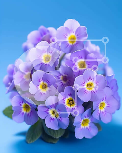 Intra Συλλεκτικό Ξύλινο Παζλ Plywood  4mm - Μπουκέτο με μωβ λουλούδια με κίτρινα κέντρα σε μπλε φόντο Σε Ξύλινο Κουτί - Διαστάσεις: 10x10 cm – 25 κομμάτια