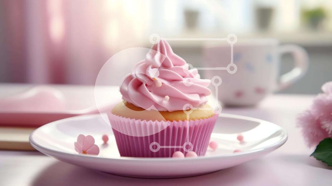 Σετ των 2 Intra Συλλεκτικό Ξύλινο Παζλ Plywood  4mm - Pink Frosted Cupcake με λουλούδια και φλιτζάνια Σε Ξύλινο Κουτί - Διαστάσεις: 10x10 cm – 25 κομμάτια