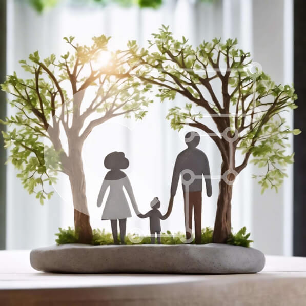 Intra Συλλεκτικό Ξύλινο Παζλ Plywood  4mm - Οικογενειακό ειδώλιο σιλουέτας με χάρτινο σχέδιο Σε Ξύλινο Κουτί - Διαστάσεις Puzzle: 10x10 cm – 25 κομμάτια