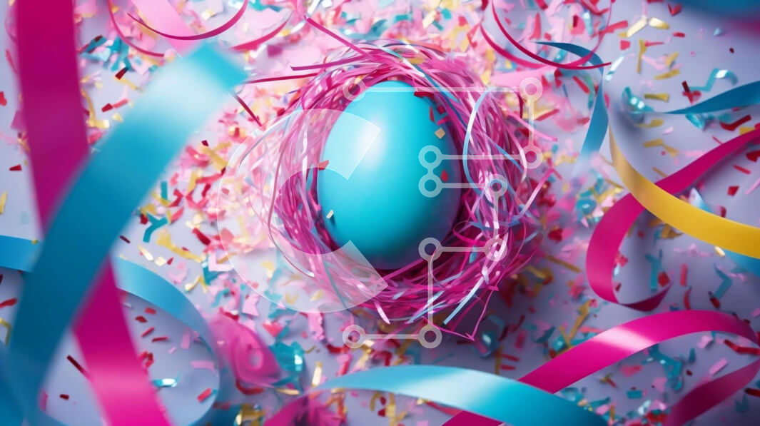 Intra Συλλεκτικό Ξύλινο Παζλ Plywood  4mm - Πασχαλινό αυγό στη φωλιά με πολύχρωμα κομφετί και κορδέλες Σε Ξύλινο Κουτί - Διαστάσεις: 10x10 cm – 25 κομμάτια