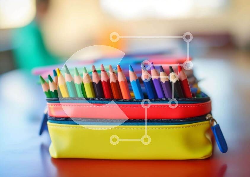 Intra Συλλεκτικό Ξύλινο Παζλ Plywood  4mm - Πολύχρωμη μολυβοθήκη με χρωματιστά μολύβια Σε Ξύλινο Κουτί - Διαστάσεις Puzzle: 10x10 cm – 25 κομμάτια