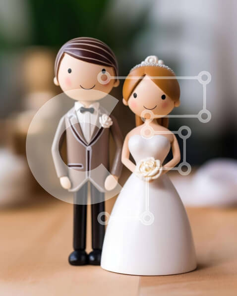 Intra Συλλεκτικό Ξύλινο Παζλ Plywood  4mm - Τοπέρ για γαμήλια τούρτα με ειδώλια νύφης και γαμπρού Σε Ξύλινο Κουτί - Διαστάσεις: 10x10 cm – 25 κομμάτια