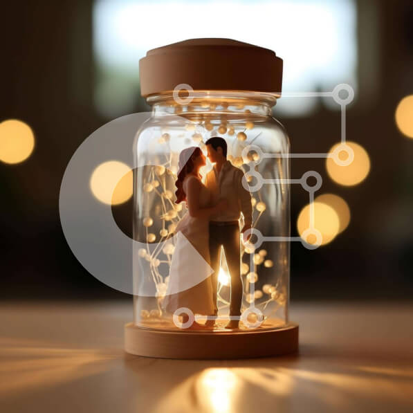 Intra Συλλεκτικό Ξύλινο Παζλ Plywood  4mm - Γυάλινο βάζο με ειδώλια γάμου Σε Ξύλινο Κουτί - Διαστάσεις Puzzle: 10x10 cm – 25 κομμάτια