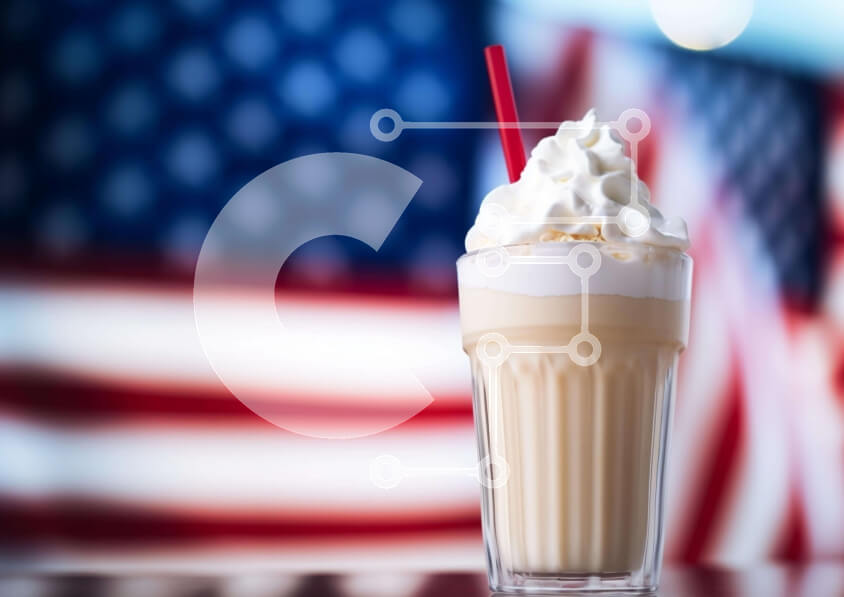 Σετ των 2 Intra Συλλεκτικό Ξύλινο Παζλ Plywood  4mm - Πατριωτικό Milkshake με φόντο αμερικανικής σημαίας Σε Ξύλινο Κουτί - Διαστάσεις: 10x10 cm – 25 κομμάτια