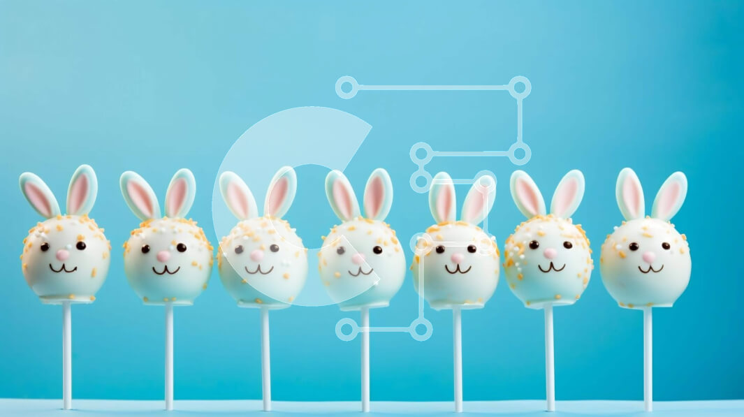 Σετ των 2 Intra Συλλεκτικό Ξύλινο Παζλ Plywood  4mm - Κέικ σκάει με διακοσμήσεις λαγουδάκι σε μπλε φόντο Σε Ξύλινο Κουτί - Διαστάσεις: 10x10 cm – 25 κομμάτια