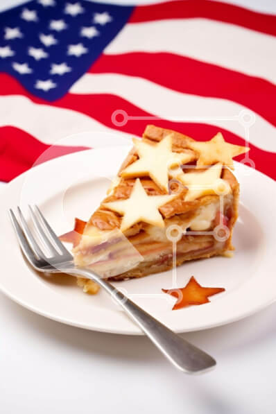 Intra Συλλεκτικό Ξύλινο Παζλ Plywood  4mm - Φέτα πίτας με αμερικανική σημαία για τον εορτασμό της Ημέρας της Ανεξαρτησίας Σε Ξύλινο Κουτί - Διαστάσεις: 10x10 cm – 25 κομμάτια