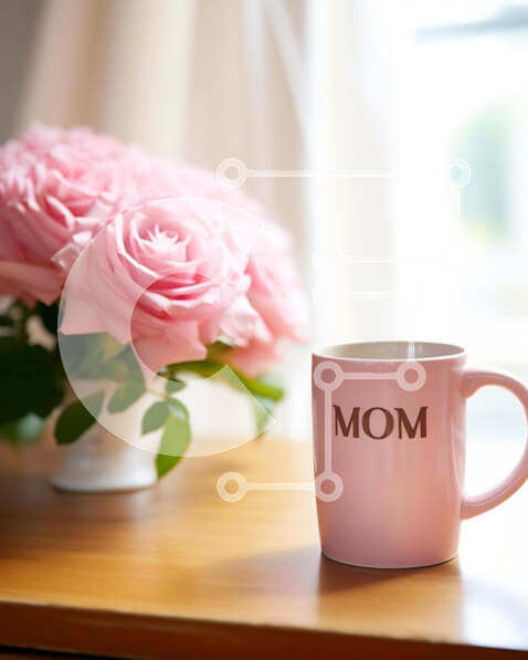 Intra Συλλεκτικό Ξύλινο Παζλ Plywood  4mm - Ροζ Κούπα Καφέ και Τριαντάφυλλα - Δώρα για τη Μαμά Σε Ξύλινο Κουτί - Διαστάσεις: 10x10 cm – 25 κομμάτια