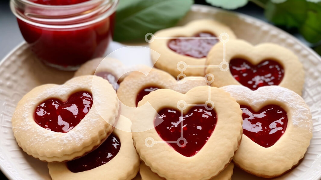 Σετ των 2 Intra Συλλεκτικό Ξύλινο Παζλ Plywood  4mm - Μπισκότα σε σχήμα καρδιάς με μαρμελάδα φράουλα και βατόμουρο Σε Ξύλινο Κουτί - Διαστάσεις: 10x10 cm – 25 κομμάτια