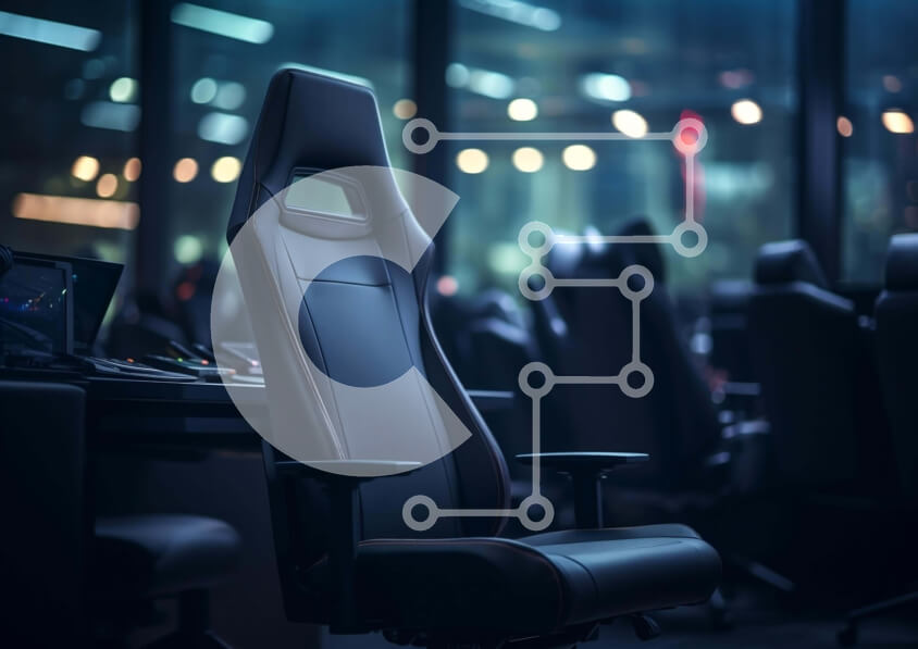 Intra Συλλεκτικό Ξύλινο Παζλ Plywood  4mm - Μαύρη καρέκλα γραφείου σε κενό χώρο εργασίας με φορητό υπολογιστή Σε Ξύλινο Κουτί - Διαστάσεις Puzzle: 10x10 cm – 25 κομμάτια