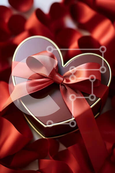 Intra Συλλεκτικό Ξύλινο Παζλ Plywood  4mm - Κόκκινο κουτί δώρου σε σχήμα καρδιάς με κορδέλες Σε Ξύλινο Κουτί - Διαστάσεις: 10x10 cm – 25 κομμάτια