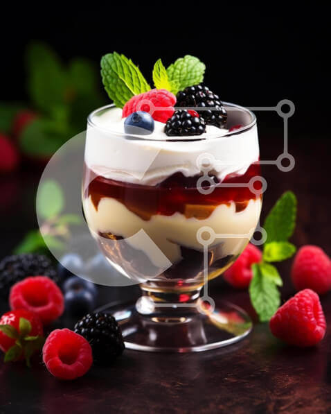 Σετ των 2 Intra Συλλεκτικό Ξύλινο Παζλ Plywood  4mm - Μικρό πιάτο με μούρα, σαντιγί και φύλλα μέντας Σε Ξύλινο Κουτί - Διαστάσεις: 10x10 cm – 25 κομμάτια