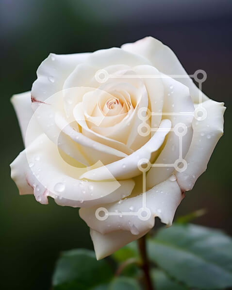 Intra Συλλεκτικό Ξύλινο Παζλ Plywood  4mm - Μονό λευκό τριαντάφυλλο με σταγόνες νερού Σε Ξύλινο Κουτί - Διαστάσεις: 10x10 cm – 25 κομμάτια