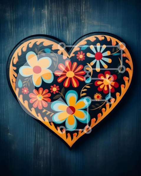 Intra Συλλεκτικό Ξύλινο Παζλ Plywood  4mm - Πολύχρωμο διακοσμητικό αντικείμενο σε σχήμα καρδιάς σε ξύλινο φόντο Σε Ξύλινο Κουτί - Διαστάσεις: 10x10 cm – 25 κομμάτια