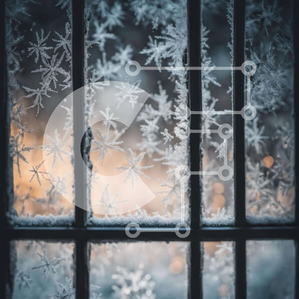 Intra Συλλεκτικό Ξύλινο Παζλ Plywood  4mm - Παράθυρο με νιφάδες χιονιού Σε Ξύλινο Κουτί - Διαστάσεις Puzzle: 10x10 cm – 25 κομμάτια