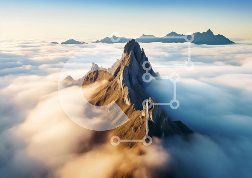 Intra Συλλεκτικό Ξύλινο Παζλ Plywood  4mm - Εναέρια άποψη του βουνού που καλύπτεται από σύννεφα Σε Ξύλινο Κουτί - Διαστάσεις: 10x10 cm – 25 κομμάτια