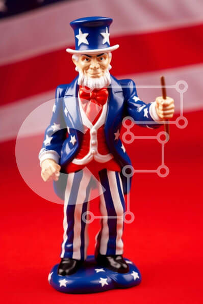 Intra Συλλεκτικό Ξύλινο Παζλ Plywood  4mm - Φιγούρα παιχνιδιών θείου Σαμ με στολή αμερικανικής σημαίας Σε Ξύλινο Κουτί - Διαστάσεις: 10x10 cm – 25 κομμάτια