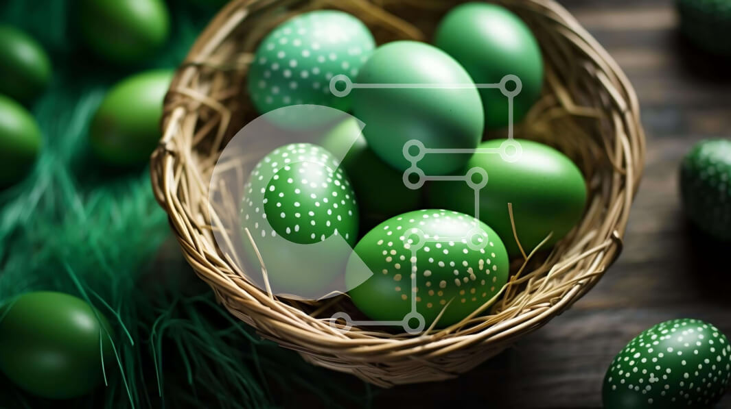 Intra Συλλεκτικό Ξύλινο Παζλ Plywood  4mm - Καλάθι με πασχαλινά αυγά με άσπρες βούλες Σε Ξύλινο Κουτί - Διαστάσεις: 10x10 cm – 25 κομμάτια