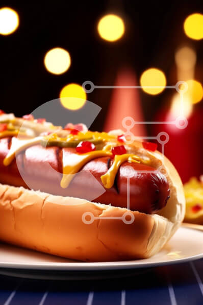 Σετ των 2 Intra Συλλεκτικό Ξύλινο Παζλ Plywood  4mm - Χοτ ντογκ με μουστάρδα και μαγιονέζα σε λευκό πιάτο Σε Ξύλινο Κουτί - Διαστάσεις: 10x10 cm – 25 κομμάτια