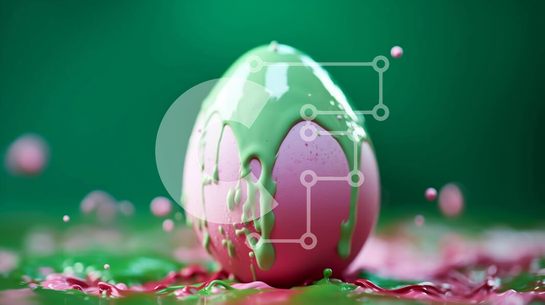 Intra Συλλεκτικό Ξύλινο Παζλ Plywood  4mm - Ροζ πασχαλινό αυγό με πράσινη και ροζ μπογιά Σε Ξύλινο Κουτί - Διαστάσεις: 10x10 cm – 25 κομμάτια