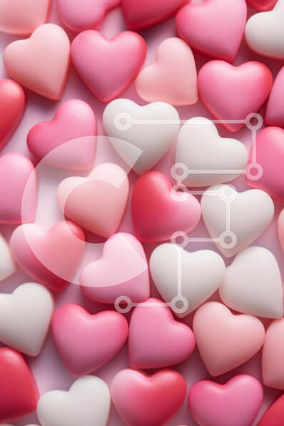 Intra Συλλεκτικό Ξύλινο Παζλ Plywood  4mm - Ροζ και λευκές καραμέλες σε σχήμα καρδιάς για την ημέρα του Αγίου Βαλεντίνου Σε Ξύλινο Κουτί - Διαστάσεις Puzzle: 10x10 cm – 25 κομμάτια