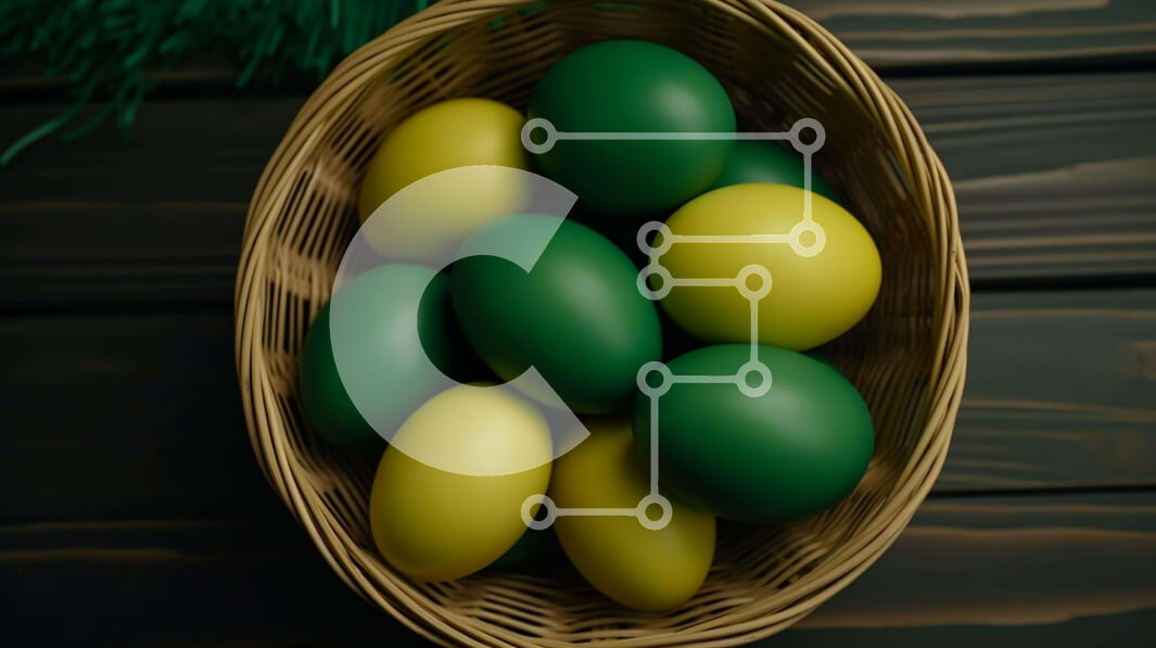 Intra Συλλεκτικό Ξύλινο Παζλ Plywood  4mm - Πασχαλινά αυγά σε ψάθινο καλάθι σε ξύλινο τραπέζι Σε Ξύλινο Κουτί - Διαστάσεις: 10x10 cm – 25 κομμάτια