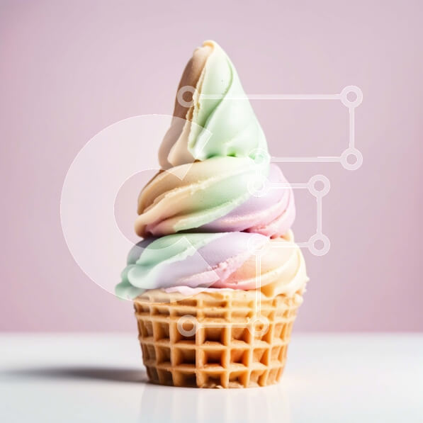 Σετ των 2 Intra Συλλεκτικό Ξύλινο Παζλ Plywood  4mm - Νόστιμο χωνάκι παγωτού με πολύχρωμο παγωτό και πασπαλίσματα ουράνιου τόξου Σε Ξύλινο Κουτί - Διαστάσεις: 10x10 cm – 25 κομμάτια