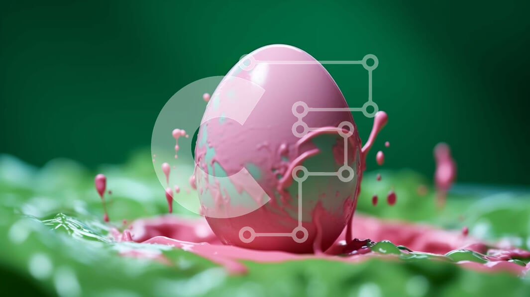 Intra Συλλεκτικό Ξύλινο Παζλ Plywood  4mm - Ροζ πασχαλινό αυγό με πράσινα φύλλα Σε Ξύλινο Κουτί - Διαστάσεις Puzzle: 10x10 cm – 25 κομμάτια