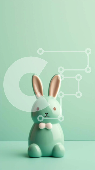 Intra Συλλεκτικό Ξύλινο Παζλ Plywood  4mm - Πράσινο ειδώλιο λαγουδάκι σε φόντο Aqua Σε Ξύλινο Κουτί - Διαστάσεις: 10x10 cm – 25 κομμάτια