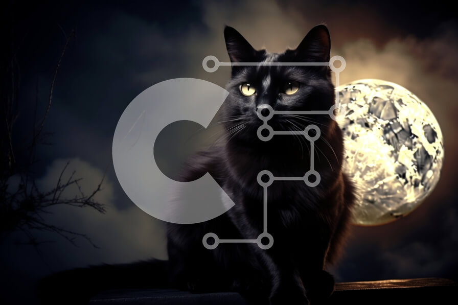 Σετ των 2 Intra Συλλεκτικό Ξύλινο Παζλ Plywood  4mm - Εκπληκτική εικόνα της Μαύρης Γάτας και της Πανσέληνου Σε Ξύλινο Κουτί - Διαστάσεις: 10x10 cm – 25 κομμάτια